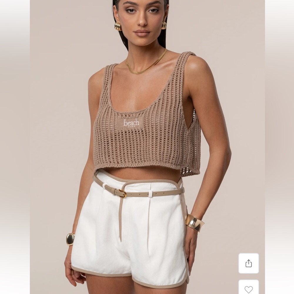 NWT JLUXLABEL High Waist White and Tan Shorts